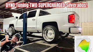 DYNO Tuning TWO Supercharged and Cammed Silverados [upl. by Vacla]