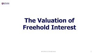 002 The Valuation for Freehold Interest [upl. by Lorrie168]