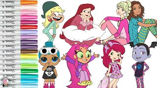 Coloring Book Compilation for Kids Barbie The Loud House Disney Princess Vampirina Teen Titans LOL [upl. by Eliason548]