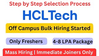 HCL Off Campus Mass Hiring  Freshers Job  Immediate Joiners only [upl. by Hadeehsar]