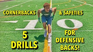 5 DRILLS FOR DEFENSIVE BACK SKILLS FOR CORNERBACKS AND SAFETIES [upl. by Ramedlaw]