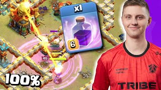 Riqirez CRAZY Royal Champion TRICK DESTROYS Townhall INSTANTLY Clash of Clans [upl. by Amilb305]