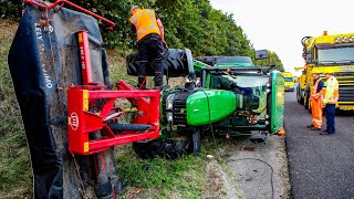 BERGING  John Deere tractor op zijn kant starten en lopen 🚜 [upl. by Oremo176]