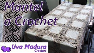 🍽️Sorprende a todos con este MANTEL Tejido a CROCHET con cuadros de TELA Tutorial paso a paso [upl. by Roberson]