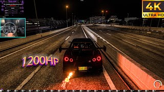 1200HP Nissan Skyline R34  Asseto Corsa  Steering Wheel  Shifter 4K [upl. by Nnyre]