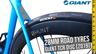 28mm Road Tyres on a Giant TCR Disc 2019  Do They Fit  Continental GP5000 28mm Clincher Tests [upl. by Mcmath]