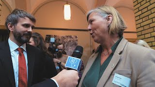 Statsbudsjettet  intervju med Jan Christian Vestre og AnneKarin Rime [upl. by Nyret]