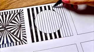 6 Easy and quick Optical illusion drawingspatternstricksabstract drawings [upl. by Peterus17]