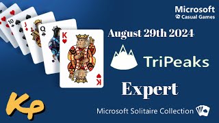 Microsoft Solitaire Collection  Daily Challenge  TriPeaks Expert  August 29th 2024  20240829 [upl. by Nirtiak]