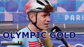 REMCO EVENEPOEL INTERVIEW AT THE FINISH  GOLD MEDAL  OLYMPIC GAMES 2024 [upl. by Dasie]