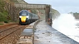 Teignmouth to Dawlish Sea wall high tide strong winds yesterday [upl. by Enirehtakyram]