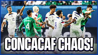 Concacaf CHAOS as FOUR players sent off in USMexico derby 🟥 [upl. by Kalin71]