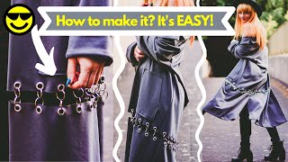 DIY Coat TRANSFORMATION Amazing Pierced  Eyelets amp Keyrings  FASHION DIY [upl. by Nosiaj206]