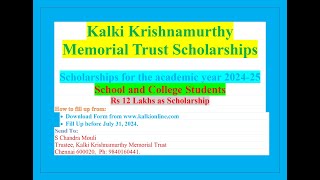 2024 KALKI SCHOLARSHIP 80mark STUDENTS IN SCHOOLSCOLLEGES [upl. by Lyrem]