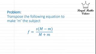 Step by Step Maths Transposition of Formulas [upl. by Quarta]