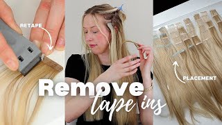 HOW TO REMOVE TAPE IN HAIR EXTENSIONS AT HOME  Clean and Retape for Reapplication [upl. by Vashtia]