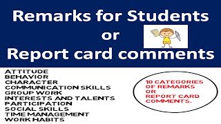 Remarks for Students or Report card comments [upl. by Swehttam]