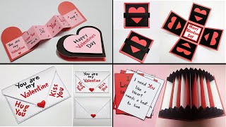 4 Valentines Day Card Ideas  Valentine Day Gift Cards  Valentines Day Special Crafts [upl. by Nauquf]