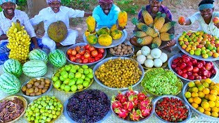 FRUIT SALAD  Colourful Healthy Fruits mixed salad recipe  Fruits Cutting and Eating in Village [upl. by Znarf]