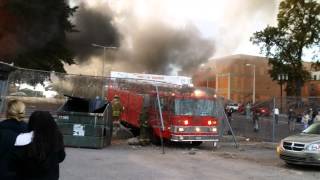 Warning Strong Language Fire Truck Crashes Into Concrete Barrier [upl. by Anilave]