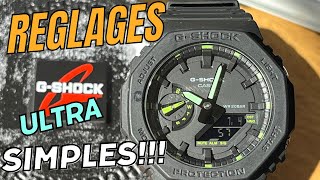 Réglages faciles G Shock GA2100 heure été et hiver fuseau horaire date Easy settings [upl. by Neeloj]