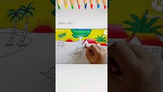 Landscape Drawing for Beginners shorts [upl. by Atinram]