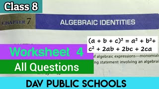 DAV class 8 maths chapter 7 worksheet 4  all sums [upl. by Arrio294]