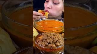 Eating Puri Sabzi chole chilly Lassi mukbang eatingshow asmrsounds shortsvideo [upl. by Eimmaj]