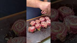 Grilled Steak Pinwheels Recipe  Over The Fire Cooking by Derek Wolf [upl. by Yrag]