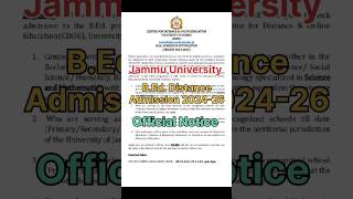 BEd Distance Admission 202426 Start 😱BEd Admission Openjammuuniversity admission shorts [upl. by Dreher365]