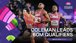 Coleman leads 60m qualifiers in 649  World Indoor Championships Glasgow 24 [upl. by Hilliary]