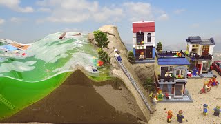 LEGO DAM BREACH EXPERIMENT  LEGO CITY DISASTER  TOXIC FLOOD vs LEGO SETS [upl. by Yecak]