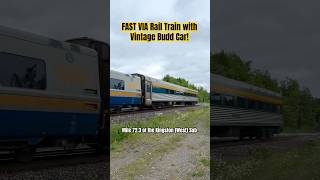 West of Cornwall ON FAST Train With F40PH2 LRC cars amp Vintage Budd Car viarail railways trains [upl. by Neerehs611]