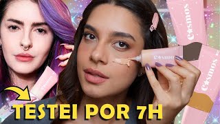 RESENHA da BASE COSMOS de KAREN BACHINI BEAUTY  Testei o tom oliva 😱 [upl. by Tennek]