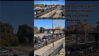 Norfolk Southern with Operations Lifesaver 3496 in Consist Roanoke VA shorts [upl. by Aerdnuahs]