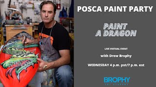 Posca Paint Party with Drew Brophy  Paint a Dragon [upl. by Arahahs]