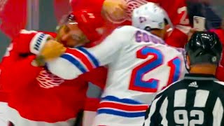 Barclay Goodrow Robby Fabbri Fight FULL CLIP Rangers vs Red Wings  NHL Highlights [upl. by Der]