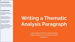 Writing a Thematic Analysis Paragraph [upl. by Bullough185]