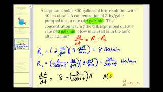 Applications of First Order Differential Equations  Mixing Concentrations 2 [upl. by Olim]