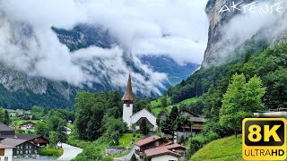 8K  Switzerland  A Paradise  LAUTERBRUNNEN village and valley  8K UHD Video [upl. by Rockie874]