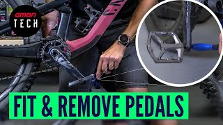 How To Fit amp Remove Pedals From Your Mountain Bike  Basic Bike Maintenance [upl. by Kcor]