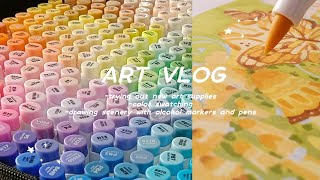 New Art Supplies ✽ Testing Ohuhu Alcohol Markers and Drawing Scenery [upl. by Alli]