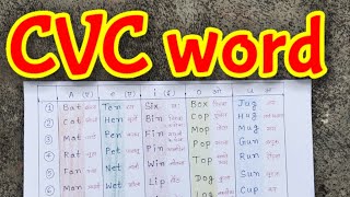 CV VC CVC CCVC word CVCword  cvc kya hota hai  cvc words a e i o u  50cvc word list [upl. by Ahseiat375]