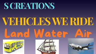 Different Types ofMeans of Transport Land  Water  Air  Transport  S Creations [upl. by Ahkihs528]