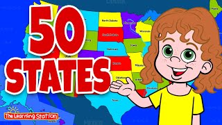 50 States ♫ Rhyming and In Alphabetical Order ♫ Childrens Song by The Learning Station [upl. by Ellemac]