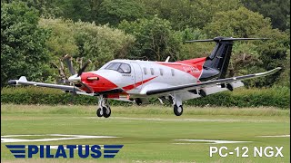 Pilatus PC12 NGX GJADN Arrival amp Departure from Manchester Barton Aerodrome [upl. by Belding]