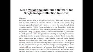 Deep Variational Inference Network for Single Image Reflection Removal [upl. by Hluchy]