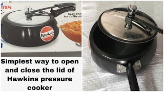 How to close and open the lid of Hawkins  Hawkins contura black pressure cooker unboxing [upl. by Ettelliw]