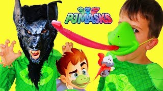 PJ Masks Gekko TRANSFORMS Into FROG amp CATBOY Plays Fun Kids Game [upl. by Ailisec]