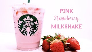 Resep Strawberry Milkshake  How to make DIY Pink Drink Starbucks Strawberry Milkshake [upl. by Streetman]